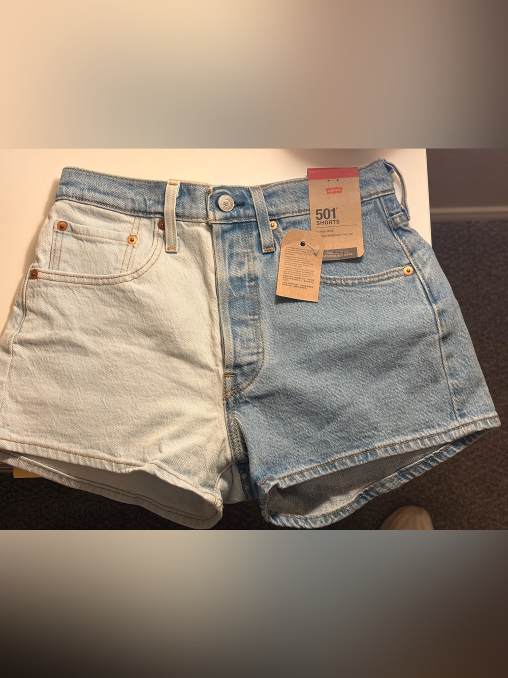 Levi's Two-Tone Denim 501 High-Rise Shorts - Light & Medium Blue